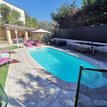 Jasmin, Bas De Villa, à 10 Min De Cannes, Piscine Privée Chauffée Casa de Férias Le Cannet