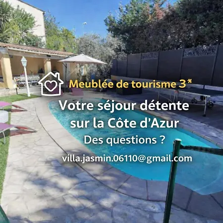 Jasmin, Bas De Villa, A 10 Min De Cannes, Piscine Privee Vakantiehuis Le Cannet